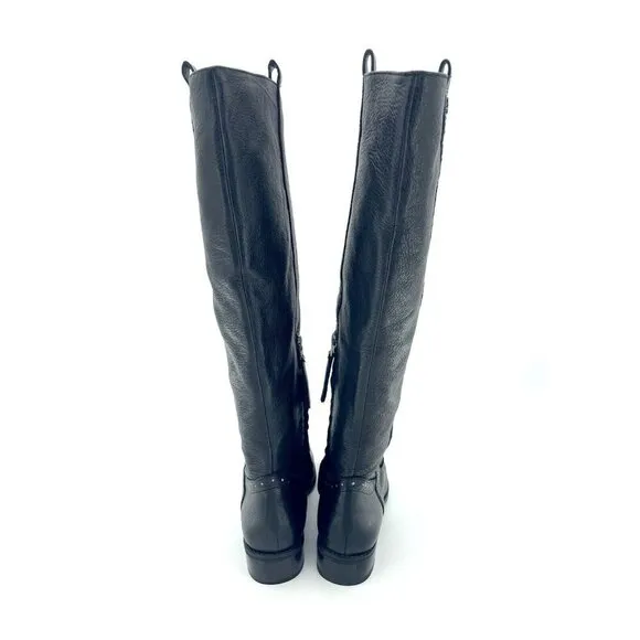 Sam Edelman Boots Black Soft Studded Leather Tall Riding Boot Sz 6.5 New