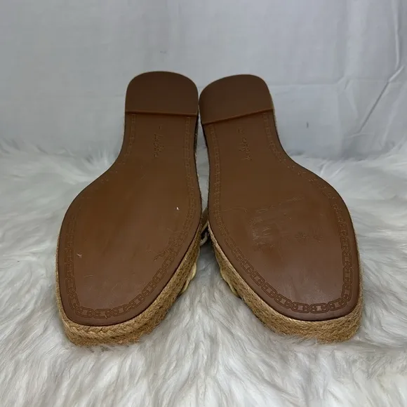Sam Edelman Carson Women's Cream Leather Espadrille Platform Buckle Sandals Sz 9