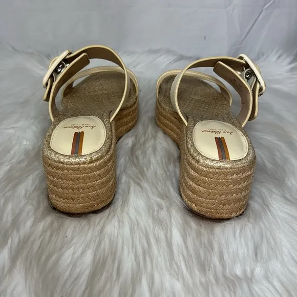 Sam Edelman Carson Women's Cream Leather Espadrille Platform Buckle Sandals Sz 9