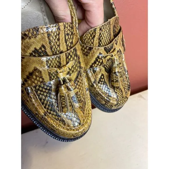 Sam Edelman Caylia Tassel Leather Snake Print Loafers 7.5
