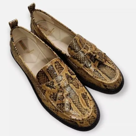 Sam Edelman Caylia Tassel Leather Snake Print Loafers 7.5