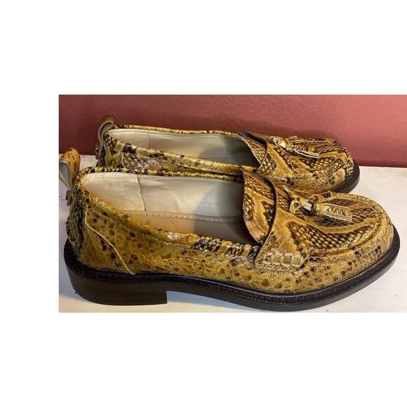 Sam Edelman Caylia Tassel Leather Snake Print Loafers 7.5