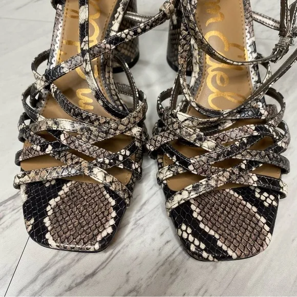 Sam Edelman Daffodil Strappy Snakeskin Heeled Sandal 6 1/2