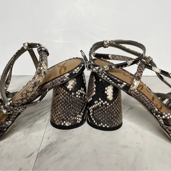 Sam Edelman Daffodil Strappy Snakeskin Heeled Sandal 6 1/2