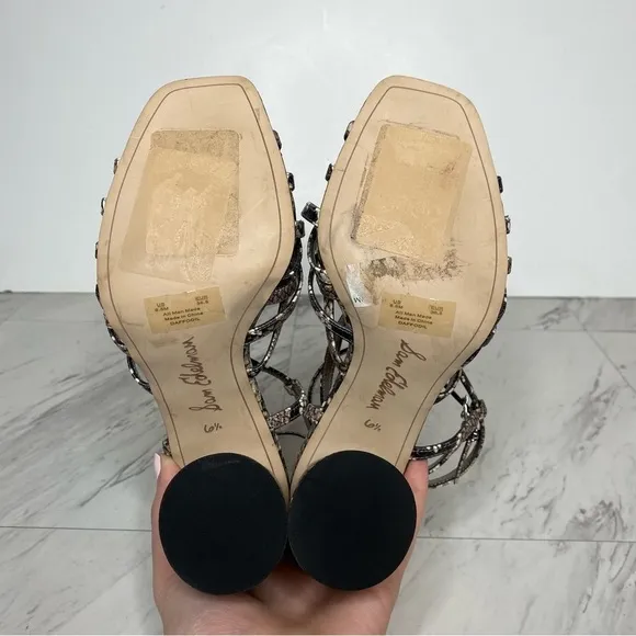 Sam Edelman Daffodil Strappy Snakeskin Heeled Sandal 6 1/2