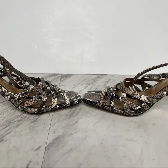 Sam Edelman Daffodil Strappy Snakeskin Heeled Sandal 6 1/2