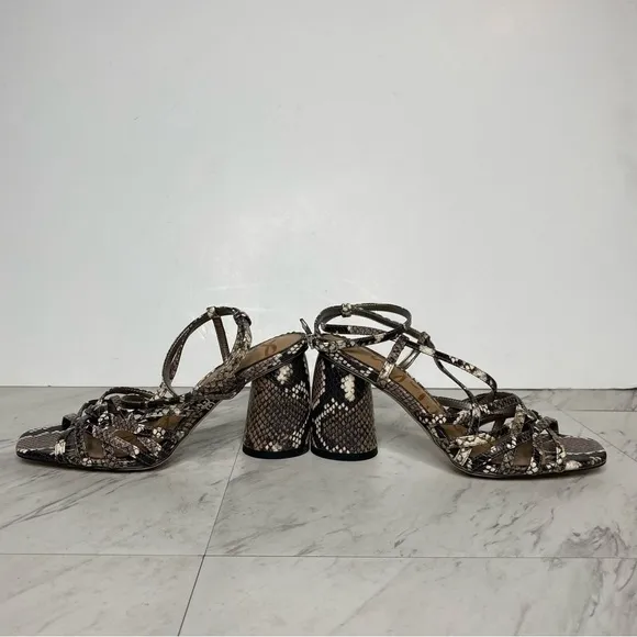 Sam Edelman Daffodil Strappy Snakeskin Heeled Sandal 6 1/2