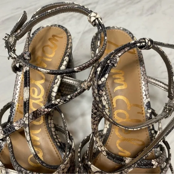 Sam Edelman Daffodil Strappy Snakeskin Heeled Sandal 6 1/2