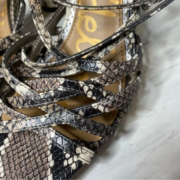 Sam Edelman Daffodil Strappy Snakeskin Heeled Sandal 6 1/2