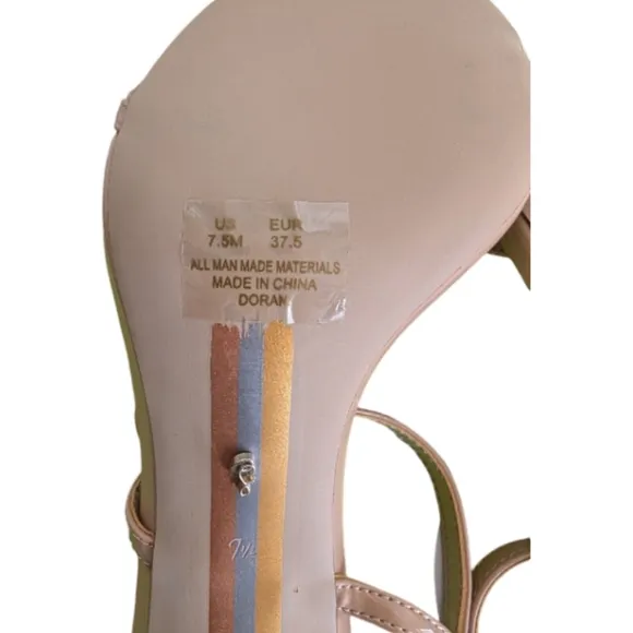 Sam Edelman Doran Beige Blush Patent Strappy Heels 7.5