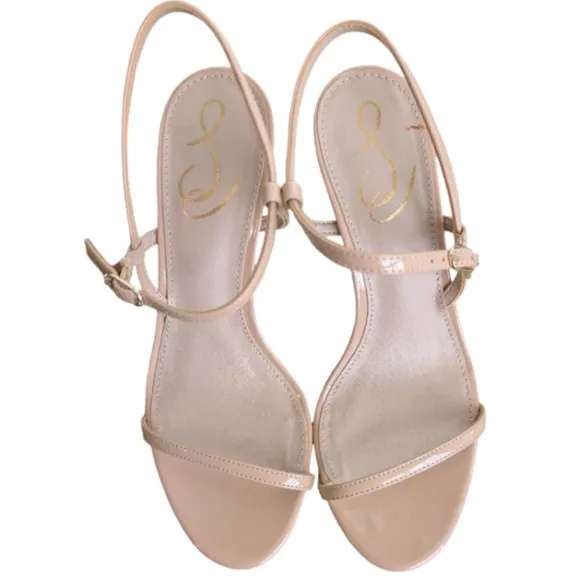 Sam Edelman Doran Beige Blush Patent Strappy Heels 7.5