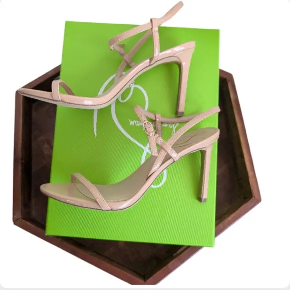 Sam Edelman Doran Beige Blush Patent Strappy Heels 7.5