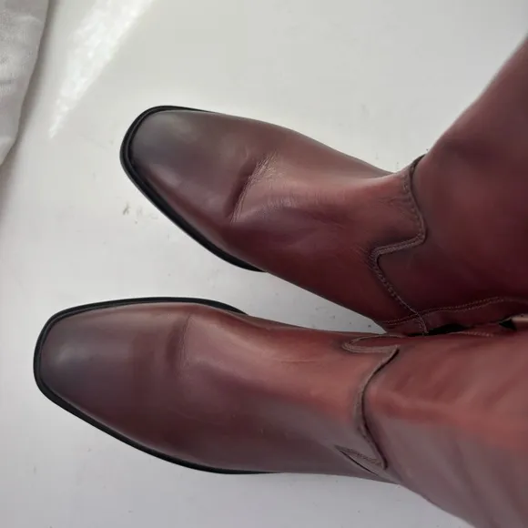 Sam Edelman Drina Brown Leather Riding Burgundy Knee-High Boots Sz 6.5