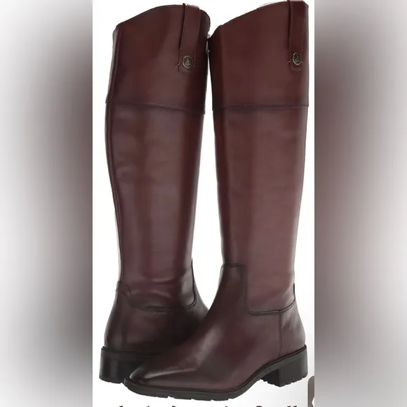 Sam Edelman Drina Brown Leather Riding Burgundy Knee-High Boots Sz 6.5