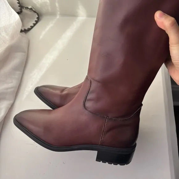 Sam Edelman Drina Brown Leather Riding Burgundy Knee-High Boots Sz 6.5