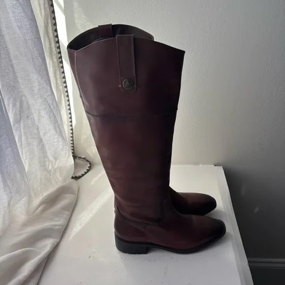 Sam Edelman Drina Brown Leather Riding Burgundy Knee-High Boots Sz 6.5