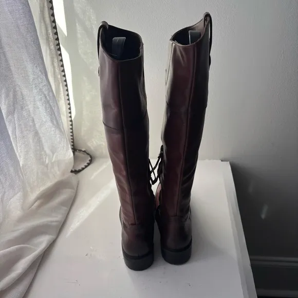 Sam Edelman Drina Brown Leather Riding Burgundy Knee-High Boots Sz 6.5