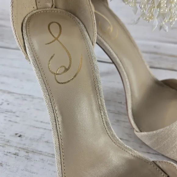 Sam Edelman Gillie Embellished Beaded Ankle Strap Heeled Sandals Women's Size 8