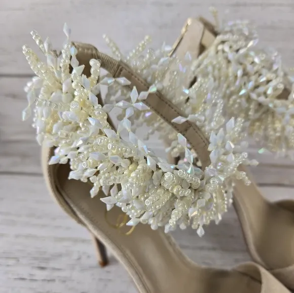 Sam Edelman Gillie Embellished Beaded Ankle Strap Heeled Sandals Women's Size 8