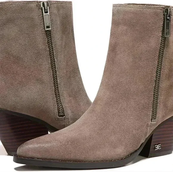 Sam Edelman Jane Desert Olive Suede Western Ankle Boots Sz. 9.5 NWOT