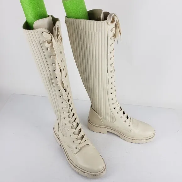 Sam Edelman Lila Knee High Boots Womens Stretch Ribbed