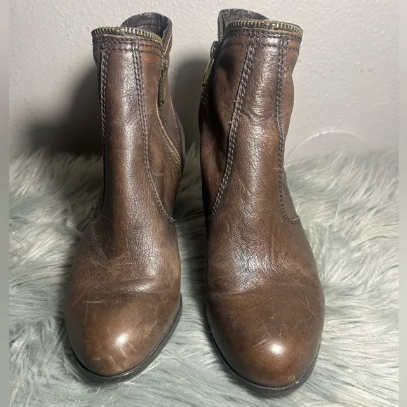 Sam Edelman Linden Booties Brown Leather Ankle Boots Size 8.5
