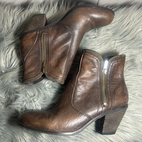 Sam Edelman Linden Booties Brown Leather Ankle Boots Size 8.5