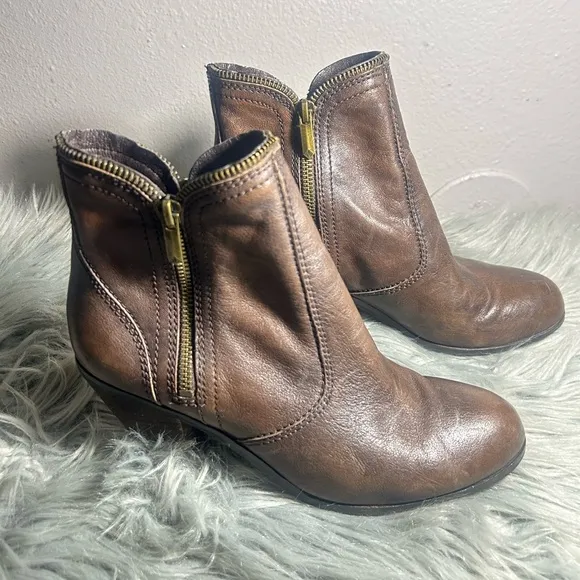 Sam Edelman Linden Booties Brown Leather Ankle Boots Size 8.5