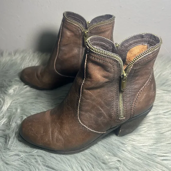Sam Edelman Linden Booties Brown Leather Ankle Boots Size 8.5