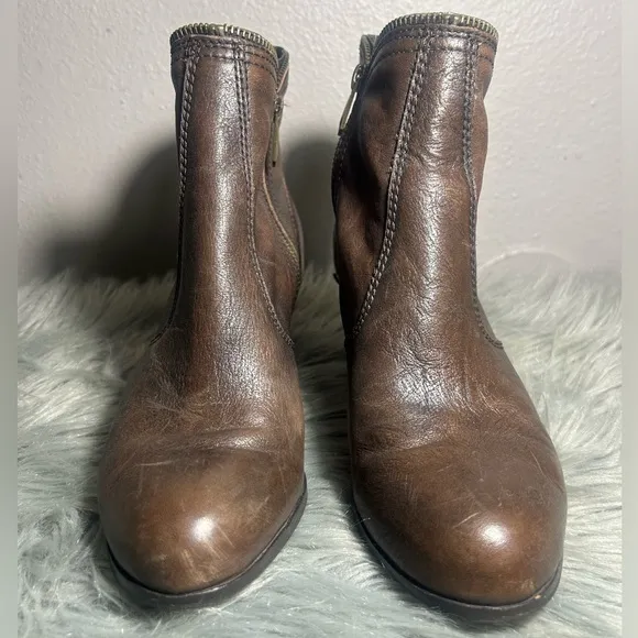 Sam Edelman Linden Booties Brown Leather Ankle Boots Size 8.5