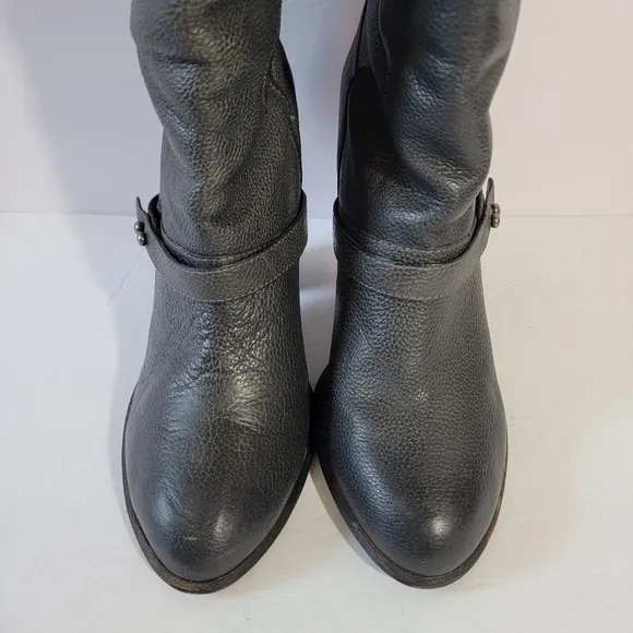 Sam Edelman NAHARRA Black Riding Boots Womens Sz 10M Leather Chunky Block Heel