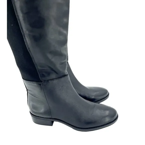 Sam Edelman Pam Black Leather Stretch Back Over the Knee Boots SZ 5.5 New