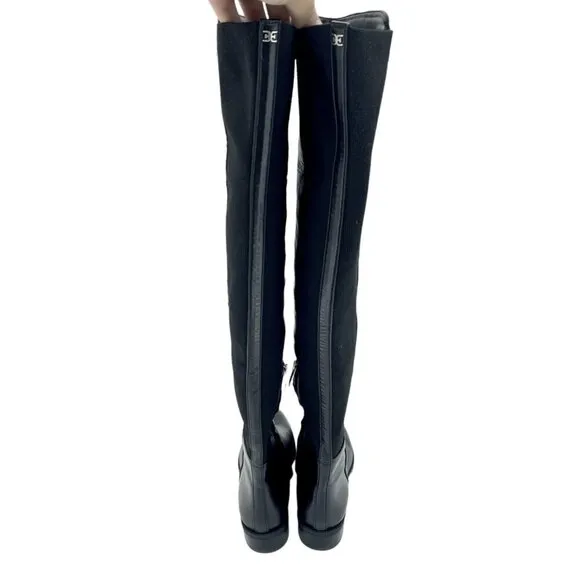 Sam Edelman Pam Black Leather Stretch Back Over the Knee Boots SZ 5.5 New