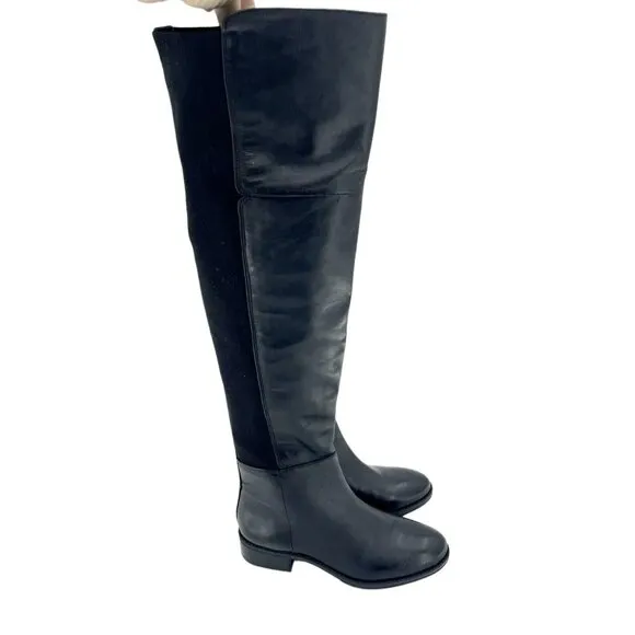 Sam Edelman Pam Black Leather Stretch Back Over the Knee Boots SZ 5.5 New