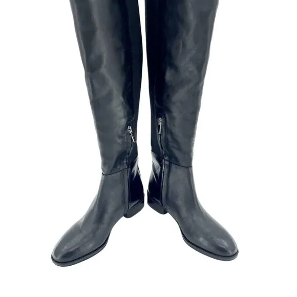 Sam Edelman Pam Black Leather Stretch Back Over the Knee Boots SZ 5.5 New