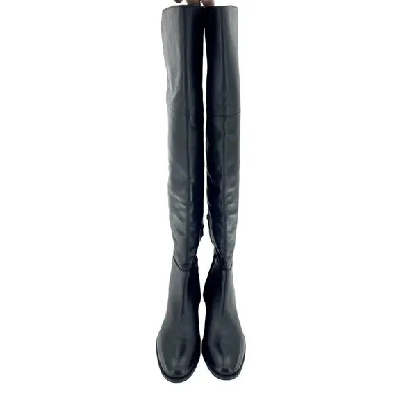 Sam Edelman Pam Black Leather Stretch Back Over the Knee Boots SZ 5.5 New