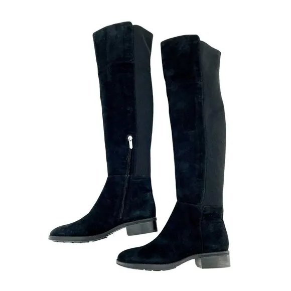 Sam Edelman Pam Black Suede Leather Over the Knee Black Boots SZ 6 New