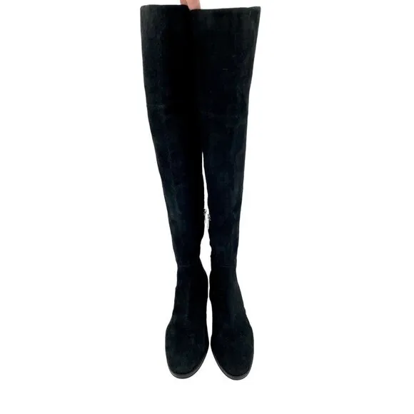Sam Edelman Pam Black Suede Leather Over the Knee Black Boots SZ 6 New
