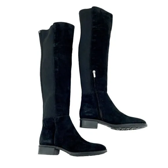 Sam Edelman Pam Black Suede Leather Over the Knee Black Boots SZ 6 New