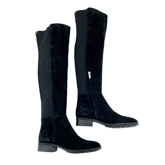 Sam Edelman Pam Black Suede Leather Over the Knee Black Boots SZ 6 New