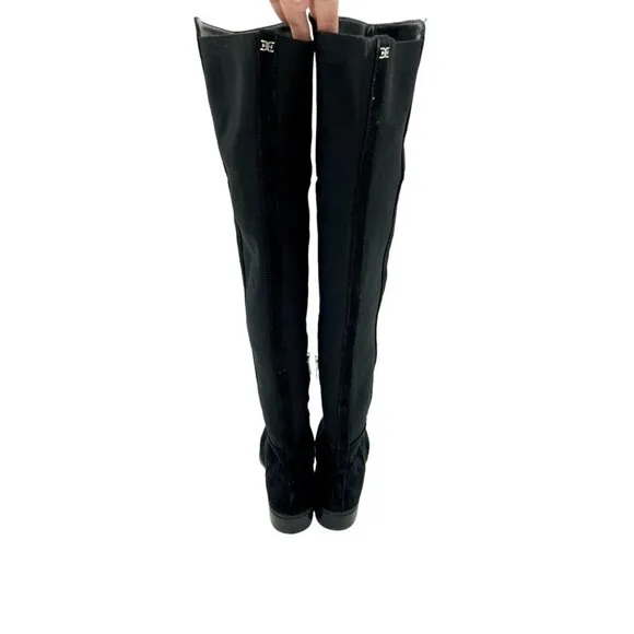 Sam Edelman Pam Black Suede Leather Over the Knee Black Boots SZ 6 New