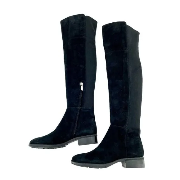 Sam Edelman Pam Black Suede Leather Over the Knee Black Boots SZ 6 New