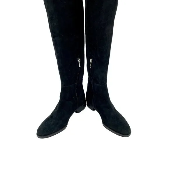 Sam Edelman Pam Black Suede Leather Over the Knee Black Boots SZ 6 New