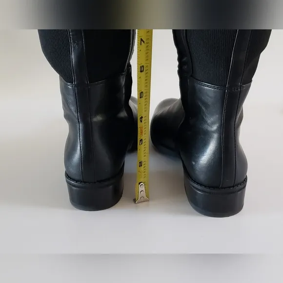 Sam Edelman Pam Over the Knee Black Leather Women's Riding Boots Size 7 M