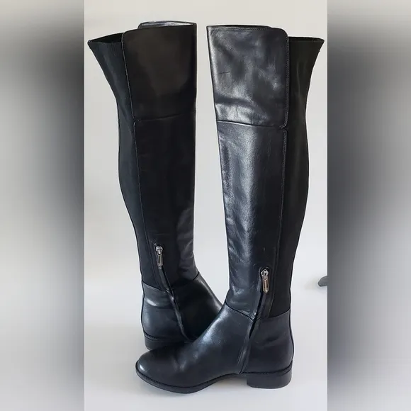 Sam Edelman Pam Over the Knee Black Leather Women's Riding Boots Size 7 M