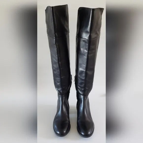 Sam Edelman Pam Over the Knee Black Leather Women's Riding Boots Size 7 M