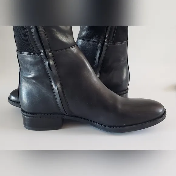 Sam Edelman Pam Over the Knee Black Leather Women's Riding Boots Size 7 M