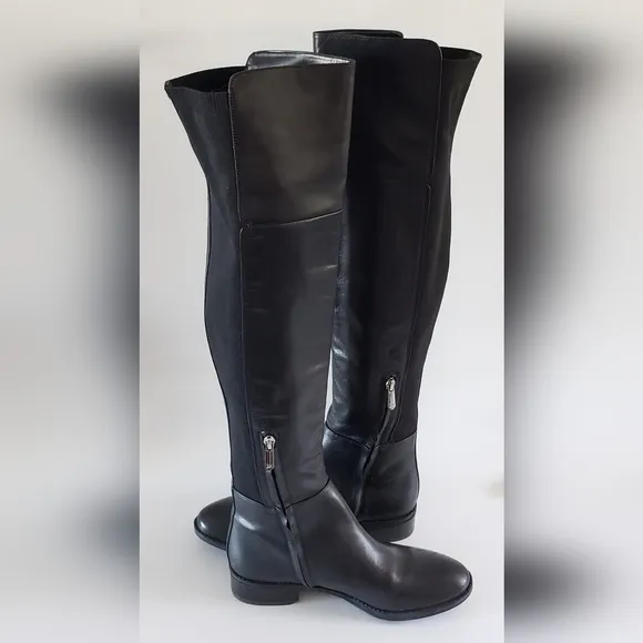 Sam Edelman Pam Over the Knee Black Leather Women's Riding Boots Size 7 M