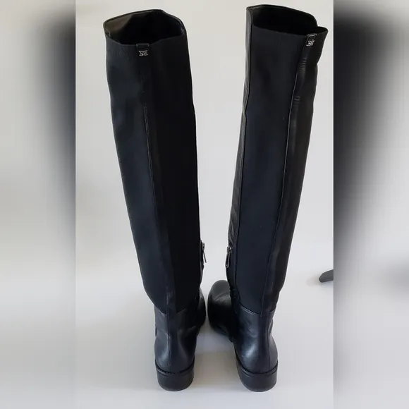 Sam Edelman Pam Over the Knee Black Leather Women's Riding Boots Size 7 M