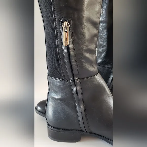 Sam Edelman Pam Over the Knee Black Leather Women's Riding Boots Size 7 M